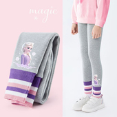 女童打底裤 一体绒加绒棉弹力外穿洋气卡通公主艾莎秋女孩儿童裤 子