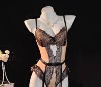 IFELINSE Small chest makes big purple vest Sexy lace embroidered one-piece suit pure French lingerie set thumbnail 2