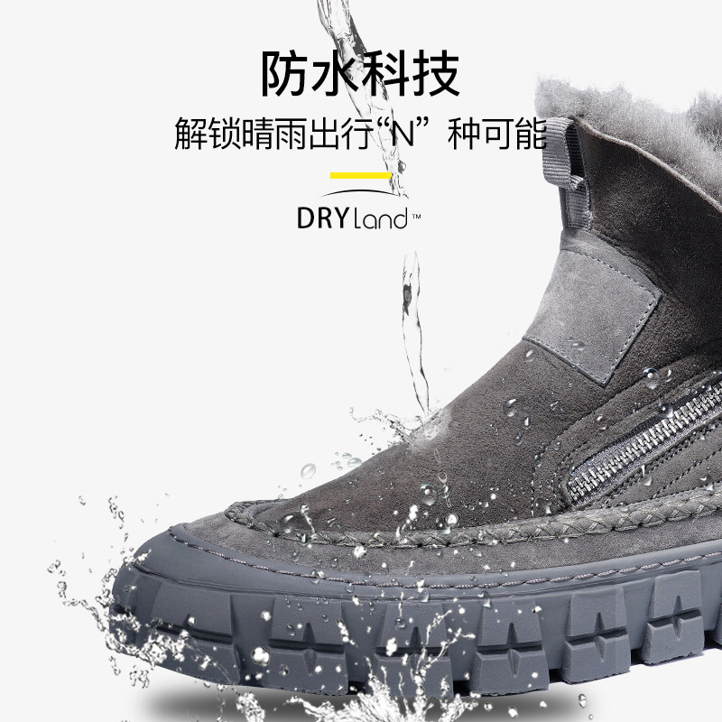 SXF ST. HEVAN WINTER SNOW BOOTS MENS THICKENED WARM FUR INTEGRATED LEATHER AND FLEECE HIGH TOP MENS SHOES
