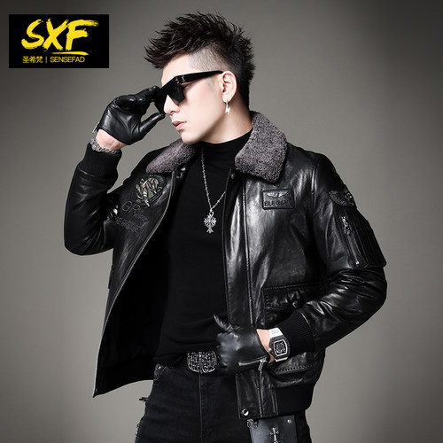 sxf圣希梵2022新款潮牌真皮皮衣