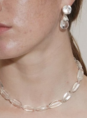春夏简约异型不规则白水晶项链
