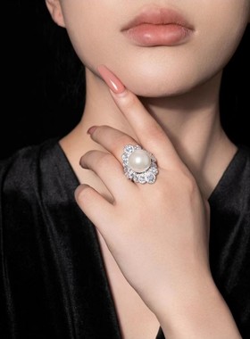 珍珠母贝夸张新中式开口食指戒指