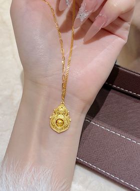 古法美葫芦吊坠金色项链女