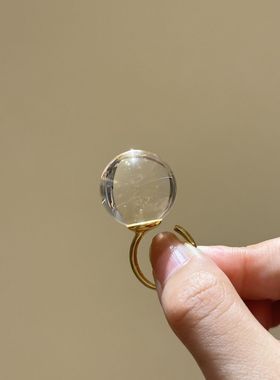 赵露思同款白水晶圆珠戒指