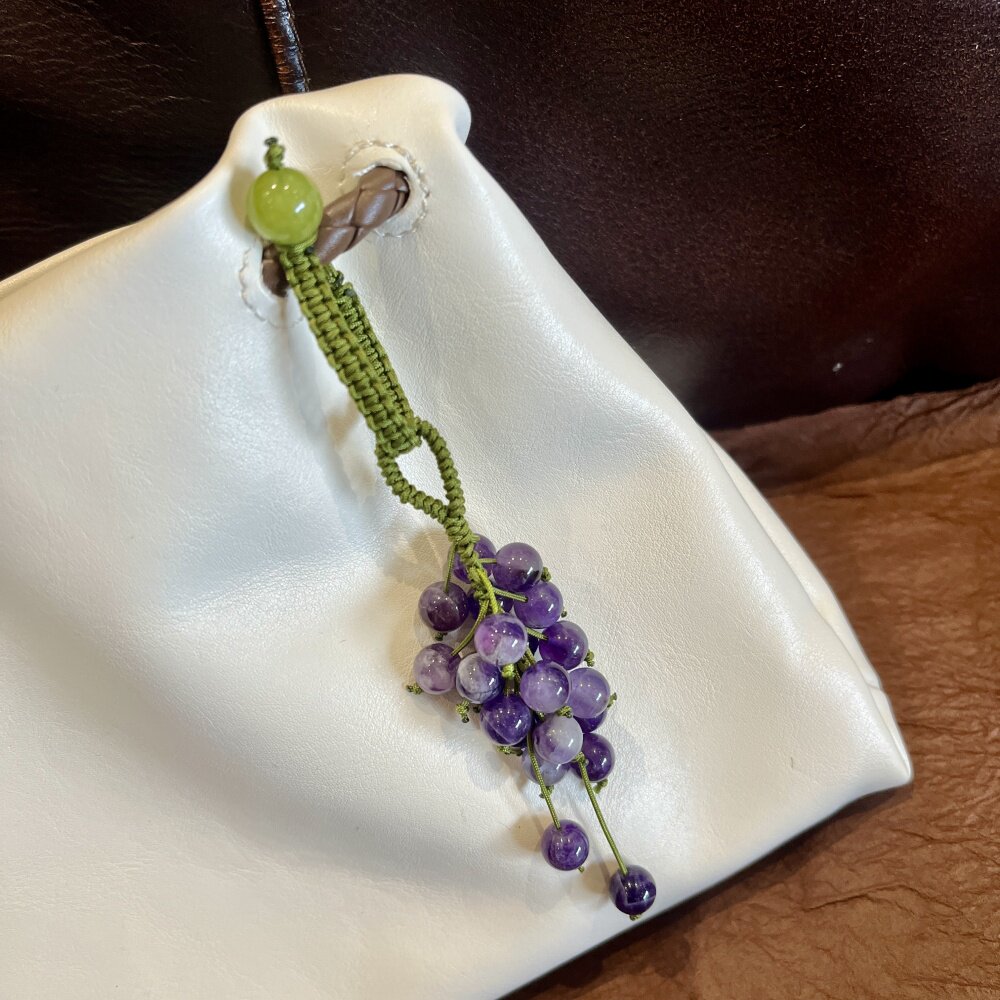 天然梦幻紫水晶葡萄包包挂件手机挂件钥匙扣手工编织高品质配饰