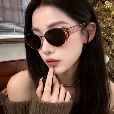 CDLM陈大刘芒 薯薯镜海伦同款猫眼圆框潮流太阳镜百搭俏皮墨镜女