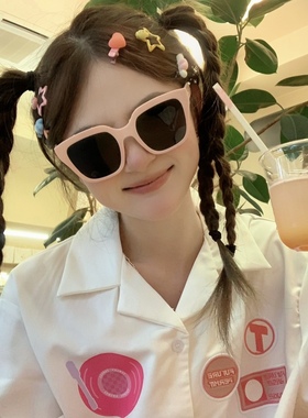 CDLM陈大刘芒 方形粉色墨镜女高级感ins网红太阳镜潮大框圆脸显瘦