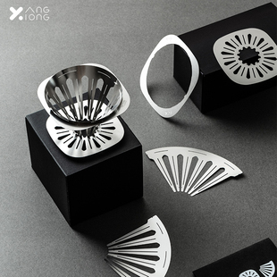 熊与杨新款 拼图滤杯V60手冲咖啡滤杯便携收纳不锈钢滤杯