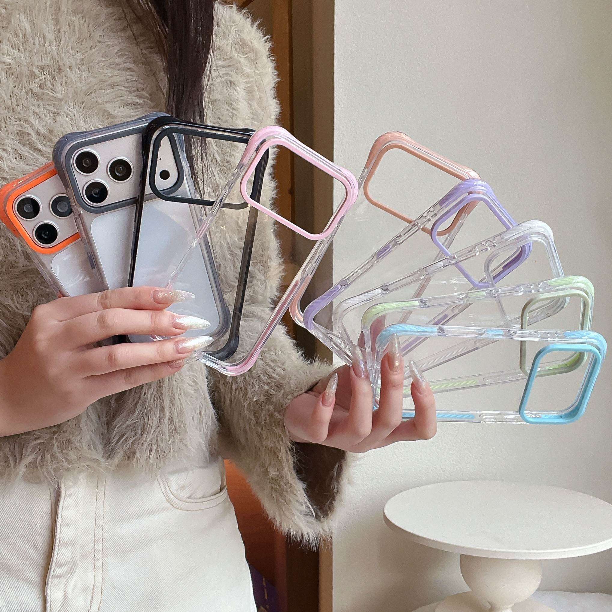 糖果高透明四角防撞条适用iphone苹果17promax高级16pro时尚15男女14简约相机键一体全包磁吸耐黄抗摔手机壳