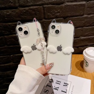 苹果手机壳ins新款 12少女心 透明可DIY猫耳朵适用iPhone16promax防摔保护套苹果15plus可爱高级感14pro创意13