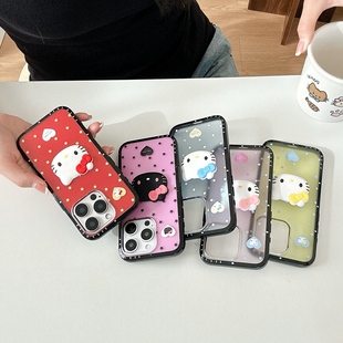 星星kitty猫头像苹果手机壳新款适用iPhone16promax少女心卡通苹果15pro简约14/13黑框可爱透明防摔保护套软