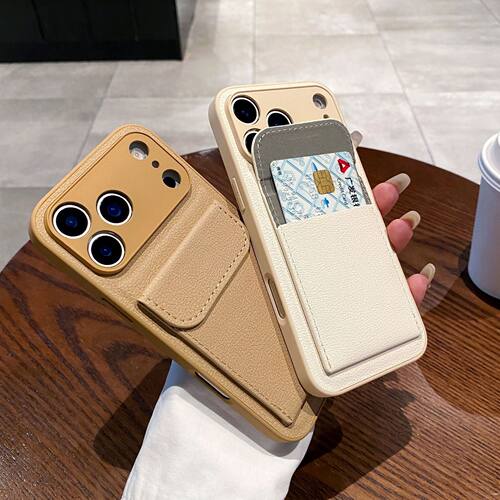 素皮荔枝纹插卡包支架适用iPhone17PROMAX/18PROMAX手机壳苹果16pro多功能防摔保护套15简约高级感13/14爆款
