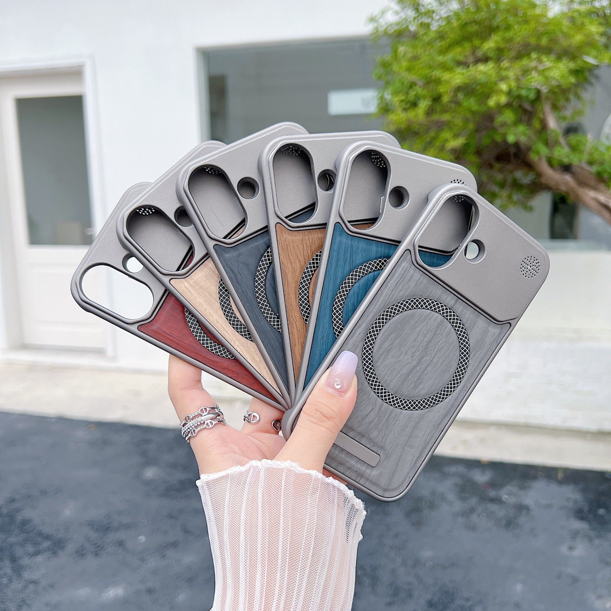 高端木纹无边框适用苹果16pro手机壳16proMax磁吸无线充iPhone15plus轻奢超薄裸感风14promax男生外壳高级感