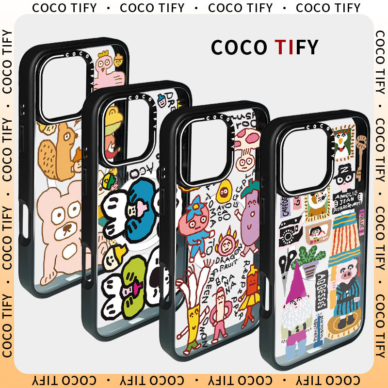 苹果手机壳COCO潮牌新款可替换磁吸背板可爱画画适用iPhone16Promax防摔保护套15/14pro透明磁吸壳创意涂鸦