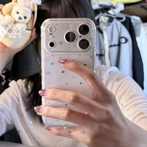 满屏小星星透明手机壳适用iPhone17promax苹果16pro透明软壳15plus简约高级感13/14精孔防摔保护套