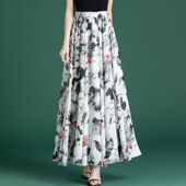 休闲雪纺半身裙女新款 仙女碎花半身裙 百搭时尚 A字薄款 松紧腰时尚