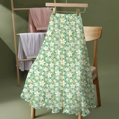 夏天新款碎花雪纺半身裙女高腰遮胯中长款百搭减龄复古显瘦a字裙