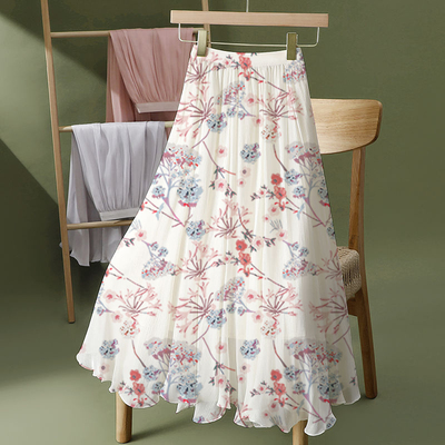 印花雪纺半身裙女夏季新款高腰宽松碎花薄款长裙大码显瘦拼接裙子