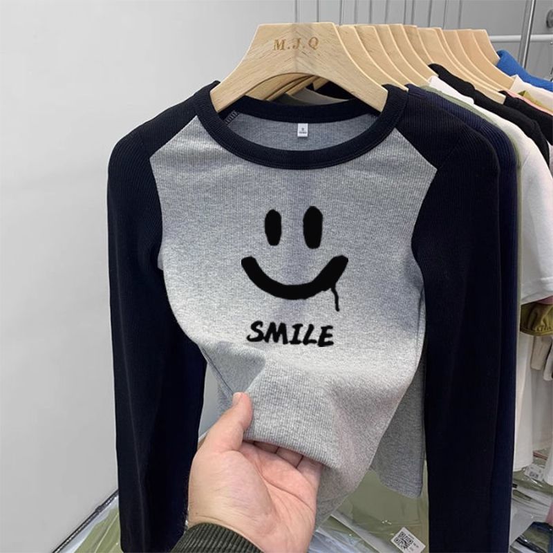 长袖日常薄拼接女流行小衫