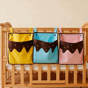 冰淇淋帆布小挂袋儿童床宿舍床收纳袋童车推车挂袋床边尿布袋杂物