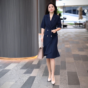 香姐轻奢定制连衣裙女款西装领高档气质收腰显瘦职业装品牌裙子