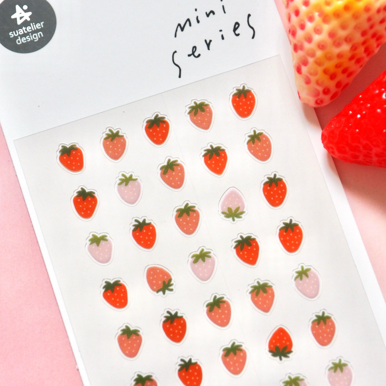 Suatelier 草莓牛奶士多啤梨 迷你手帐装饰diy贴纸画防水标记学生