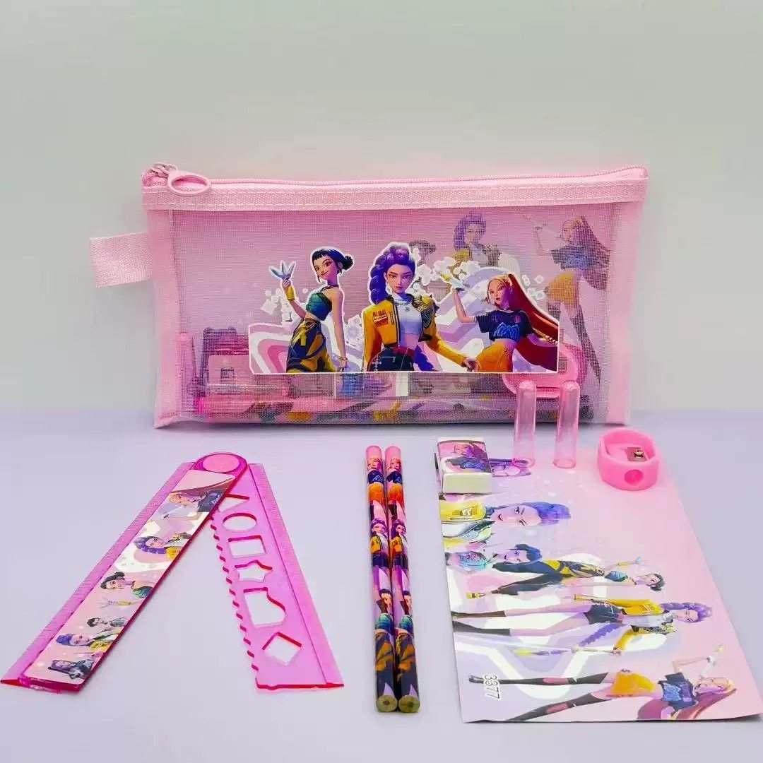 外贸爆火kpop猎魔女团学生文具笔袋组合套装奖品收纳袋礼品礼物卡