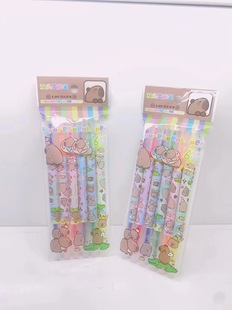 跨境新款拉双头荧光笔标记笔学生文具划重点句记号笔彩色斜