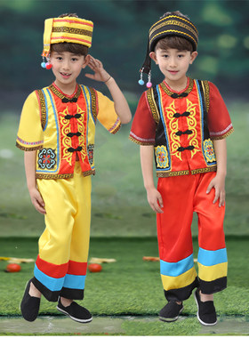 男儿童傣族民族服装三月三广西壮族表演服饰黎族小男孩贵州布依族