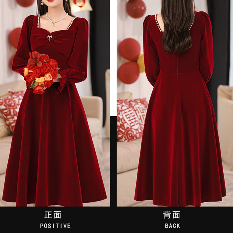 红色敬酒订婚礼服女小个子2025新款高端轻奢小众新娘回门宴会气质