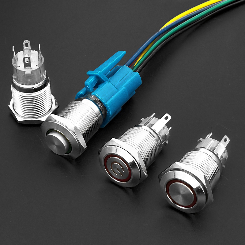 自锁复位金属按钮开关带led灯