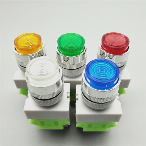 自锁复位高平头带灯按钮开关LAY37-11DN Y090开孔22mm 220v380v