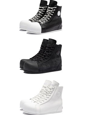 ROCKSTA X FVVO黑白皮质麂皮休闲薄底鞋