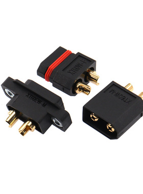 艾迈斯新品防水黑色镀金XT60EW-M螺母可固定3.5mm 镀金航模连接器