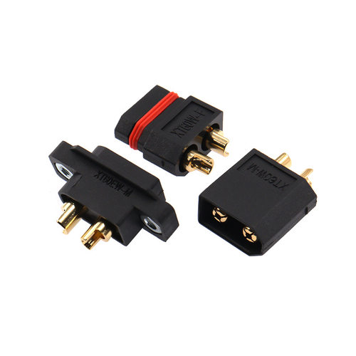艾迈斯新品防水黑色镀金XT60EW-M螺母可固定3.5mm 镀金航模连接器