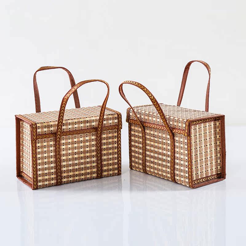手工编织折叠竹篮子竹制品包装盒子干货年货礼品包装竹篮水果篮子,特色手工艺,竹编/竹雕,淘宝优惠券,粉丝福利购,淘宝优惠卷