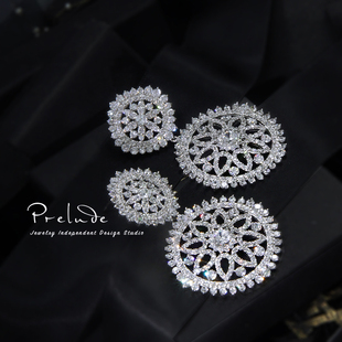 Prelude巴黎圣母院玫瑰花窗原创小众设计法式轻奢复古耳环女耳夹