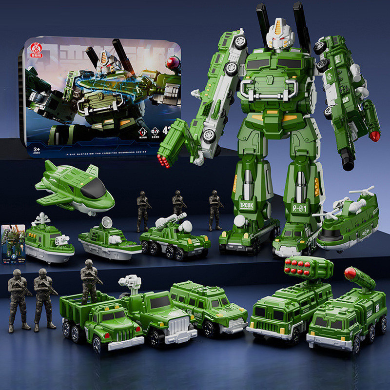 磁力片儿童变形机器人金刚男孩拼装工程车磁吸积木益智玩具