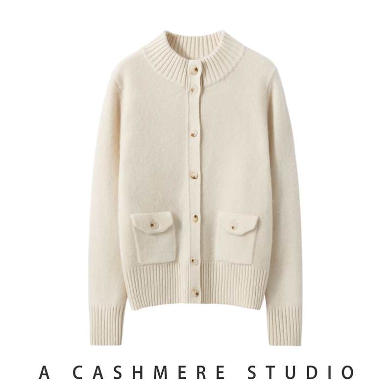 羊绒衫羊毛衫圆领开衫针织外套