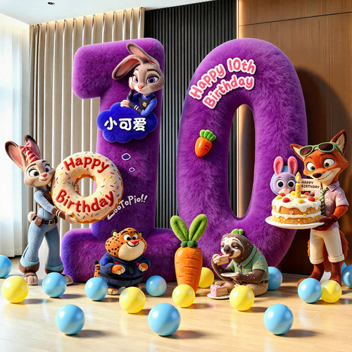 九朵儿童卡通生日场景布置装饰套