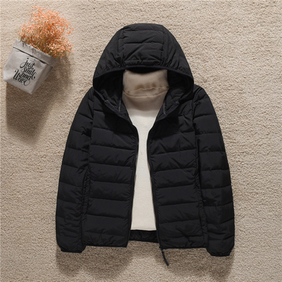 简约防水连帽立领不钻毛白鸭绒