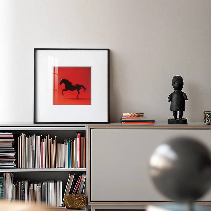 现代简约红色黑马客厅装饰画中古风马到成功抽象动物卧室餐厅挂画,家居饰品,现代装饰画,淘宝优惠券,粉丝福利购,淘宝优惠卷