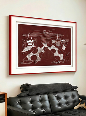 中古包豪斯沙发背景墙挂画小众