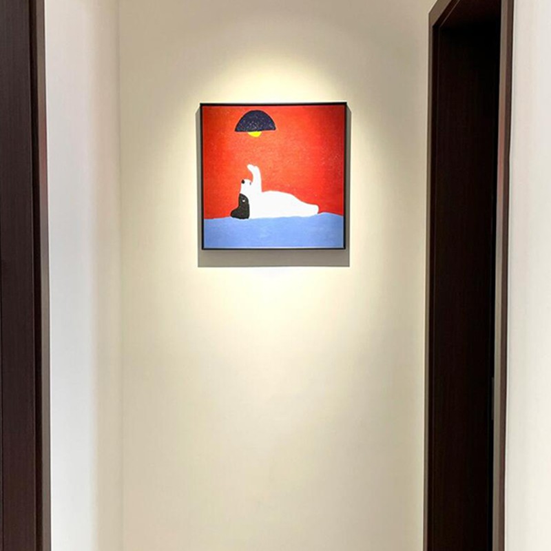中古风走廊过道装饰画可爱小狗艺术挂画小众复古感正方形定制壁画图片