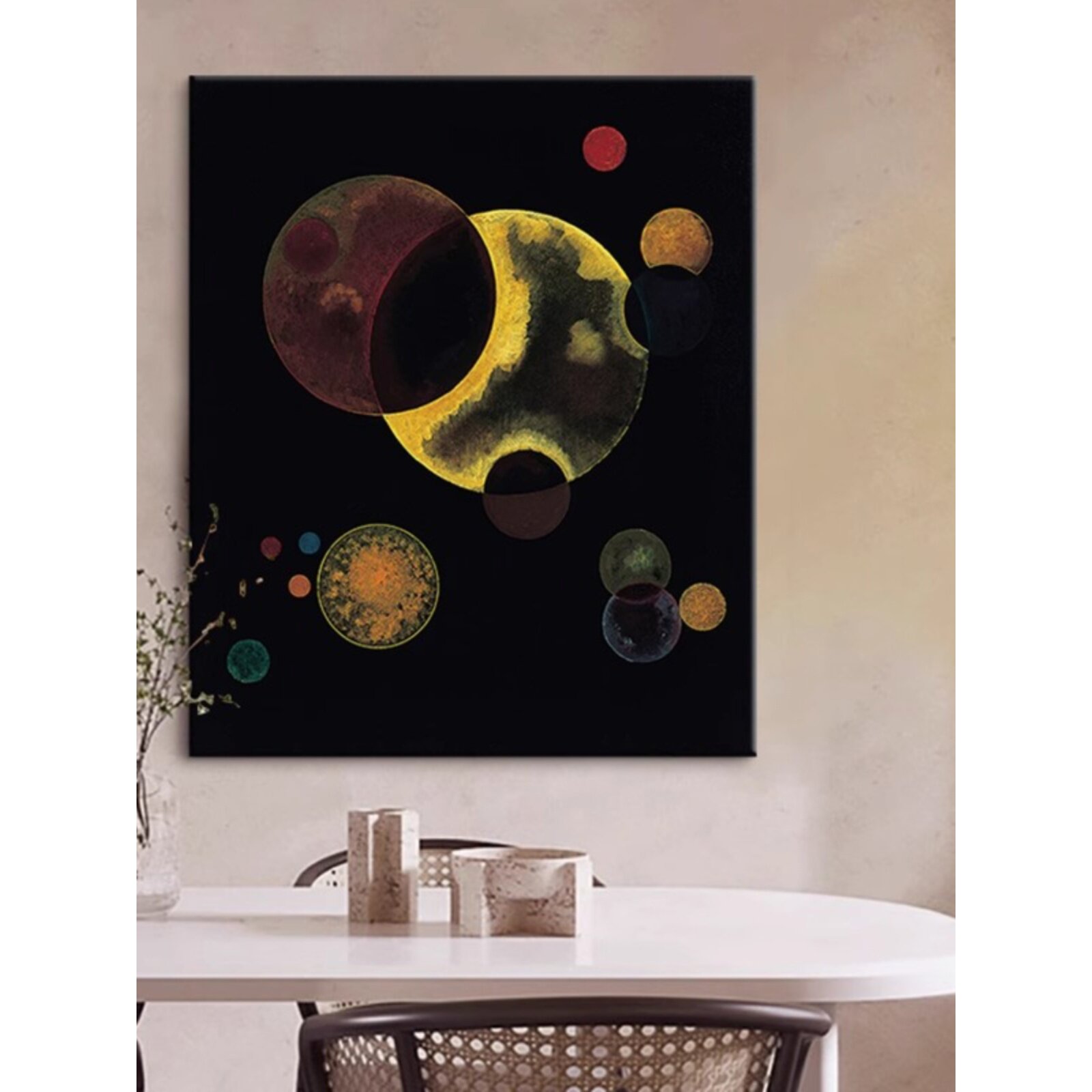 法式侘寂月亮趣味客厅装饰画现代轻奢创意星际航家高档儿童房挂画