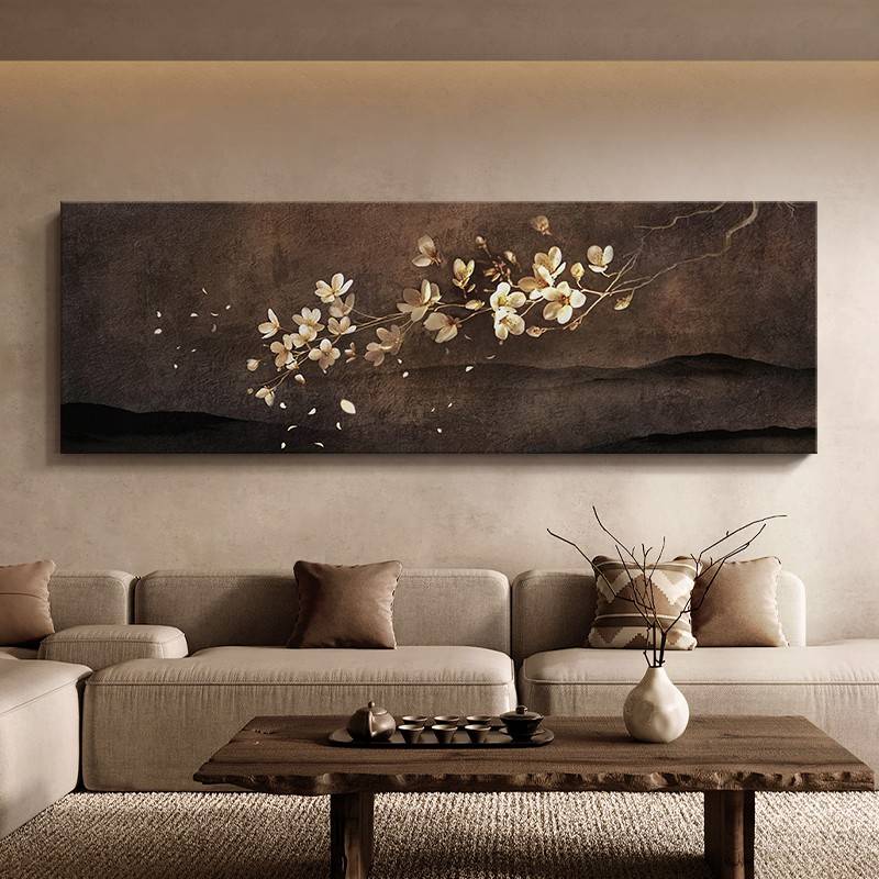 中古风沙发背景墙装饰画侘寂风客厅餐厅书房挂画小众高级定制壁画