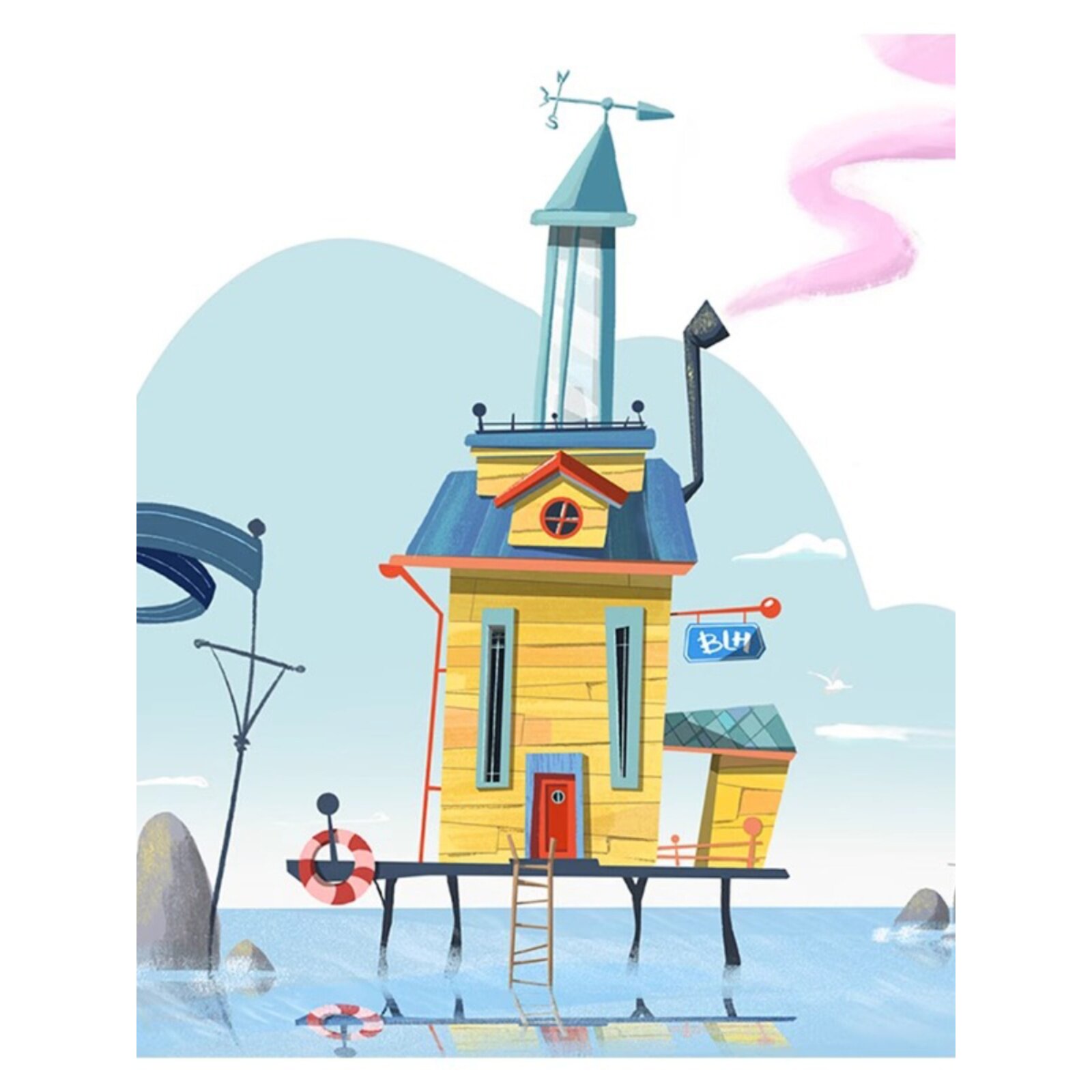 海滨乐园可爱艺术客厅装饰画温馨创意小众艺术治愈百搭儿童房挂画