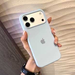 奶雾蓝纯色液态硅胶适用苹果17promax手机壳iphone16promax新款17女款15简约ins小众13带按键高级感全包软壳