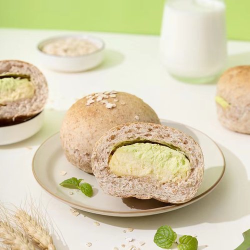 烟台面包斑斓汁全麦欧包桂花茶