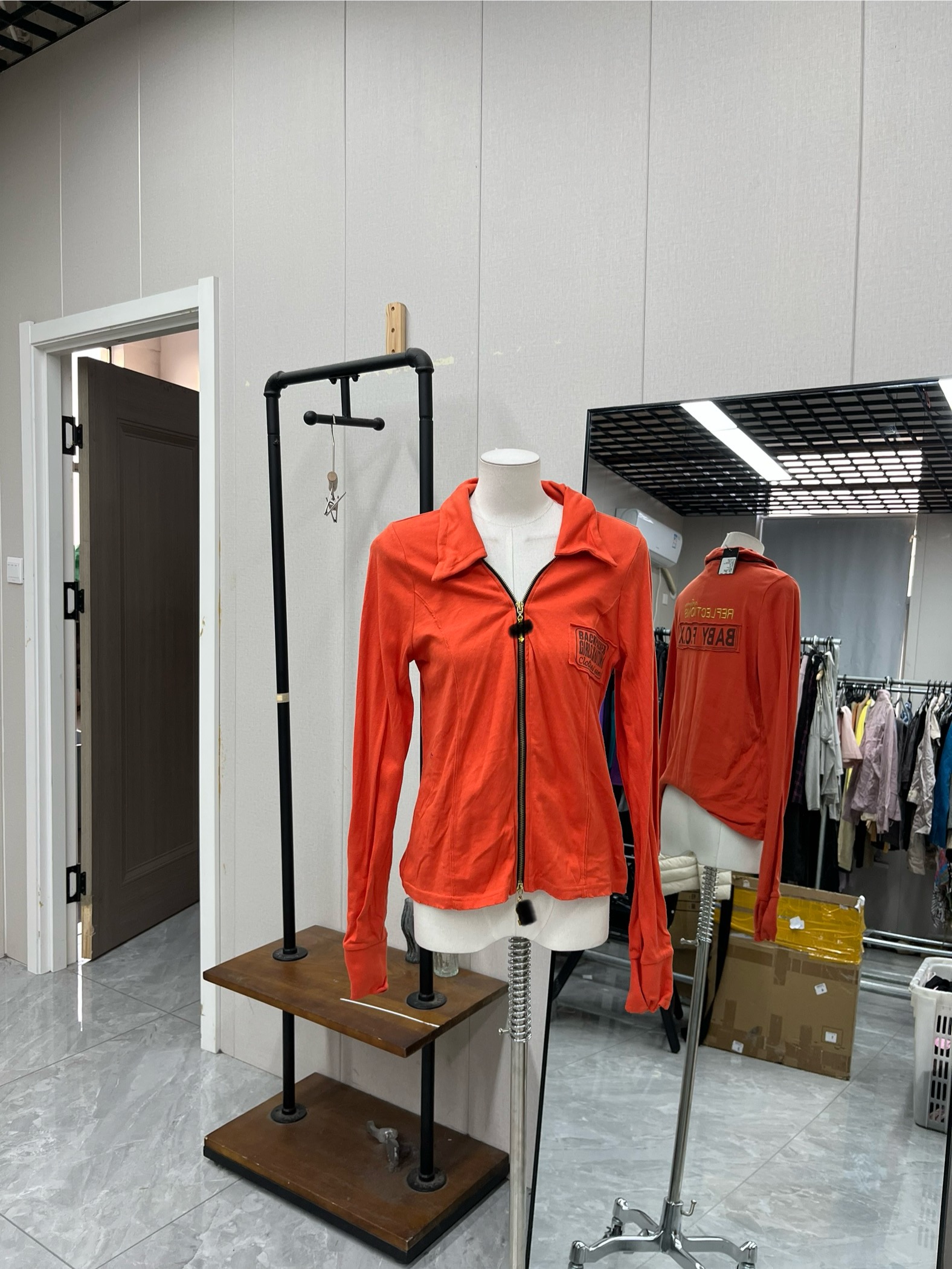 修身辣妹长袖外套复古高级做旧款时尚百搭微弹春秋